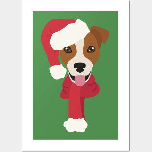 Christmas Jack Russell Dog Face Posters and Art